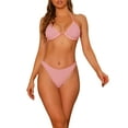 thumbnail image 1 of DARING DIVA Women's Halter Underwire Ribbed Bikini Sets 2 Pieces M Pink, 1 of 6