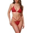 thumbnail image 1 of DARING DIVA Women's Heart Rhinestones Chain Linked Bikini Set Medium Red, 1 of 6