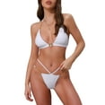 thumbnail image 1 of DARING DIVA Women's Heart Rhinestones Chain Linked Bikini Set Small White, 1 of 6