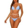 thumbnail image 1 of DARING DIVA Women's Heart Ring Halter Bikini Sets, 2-Piece Swimsuits M Light Blue, 1 of 6