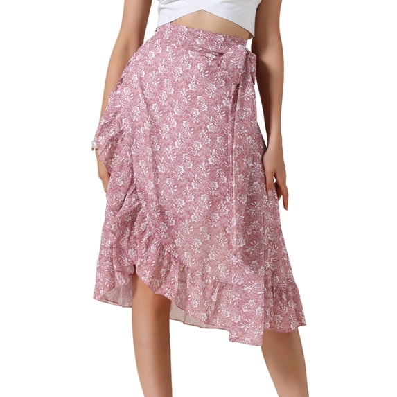 DARING DIVA Women's Hem Beach Ruffle Skirts Medium Pink