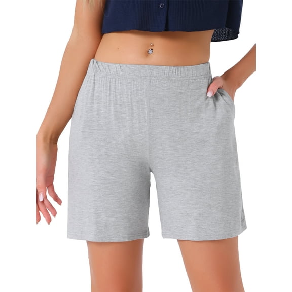 DARING DIVA Women's High Elastic Lounge Shorts with Pockets S Light Grey