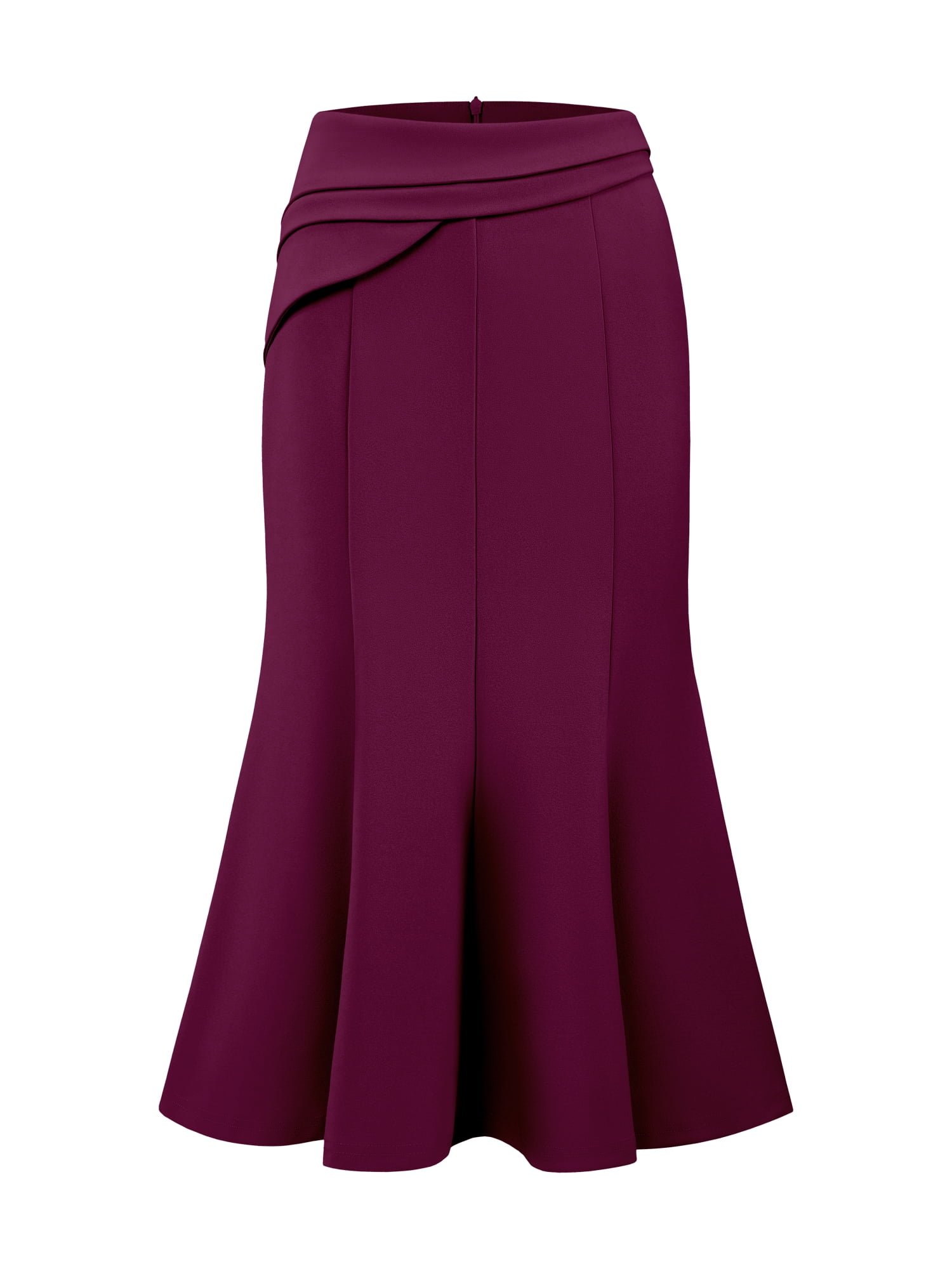DARING DIVA Women's High Elastic Waist Fishtails Midi Skirts for Work M Purple