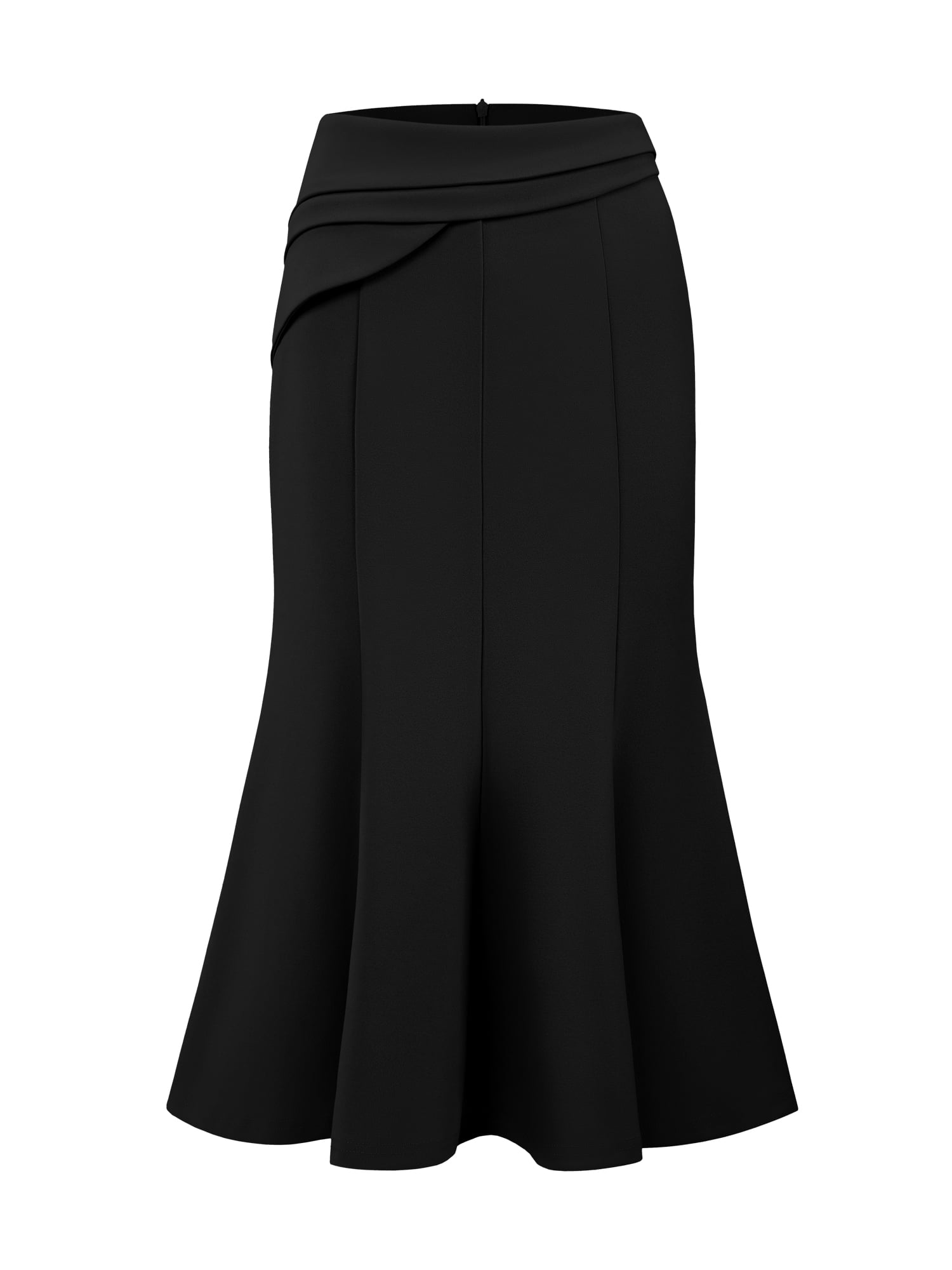 DARING DIVA Women's High Elastic Waist Fishtails Midi Skirts for Work S Black