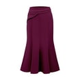 thumbnail image 1 of DARING DIVA Women's High Elastic Waist Fishtails Midi Skirts for Work S Purple, 1 of 6