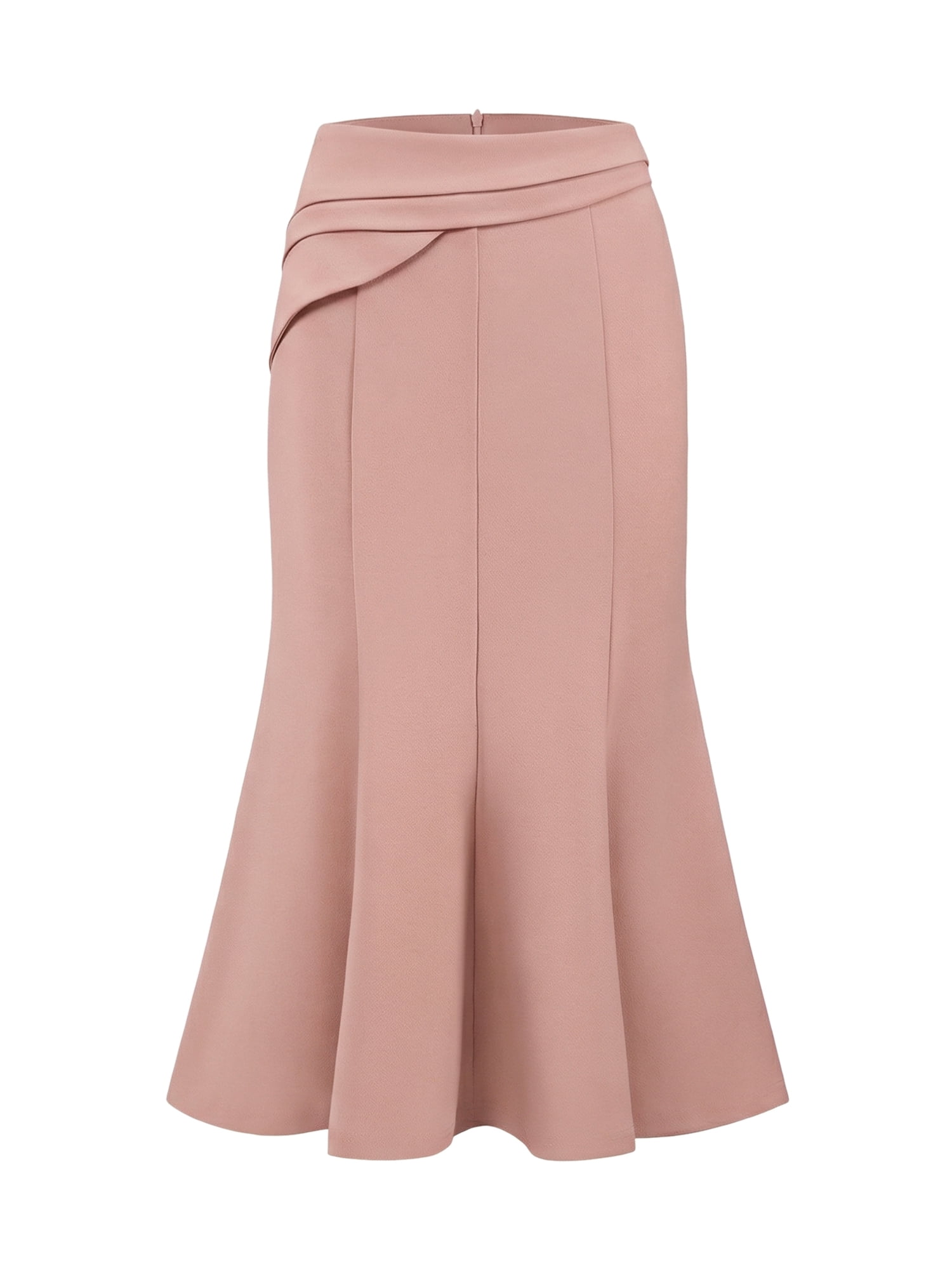 DARING DIVA Women's High Elastic Waist Fishtails Midi Skirts for Work XX-Large Pink