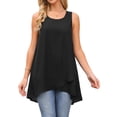 thumbnail image 1 of DARING DIVA Women's High Low Casual Sleeveless Chiffon Blouse Asymmetrical S Black, 1 of 8
