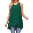thumbnail image 1 of DARING DIVA Women's High Low Casual Sleeveless Chiffon Blouse Asymmetrical S Dark Green, 1 of 8
