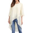 thumbnail image 1 of DARING DIVA Women's High Low Chiffon 3/4 Sleeve Top S Apricot, 1 of 7