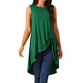 thumbnail image 1 of DARING DIVA Women's High Low Hem Crew Neck Sleeveless Tunic Top Dark Green L, 1 of 8