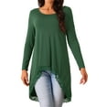 thumbnail image 1 of DARING DIVA Women's High Low Hem Lace Trim Flowy Blouses S Deep Green, 1 of 6