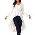thumbnail image 1 of DARING DIVA Women's High Low V Neck Long Sleeve Dressy Blouses XL White, 1 of 7