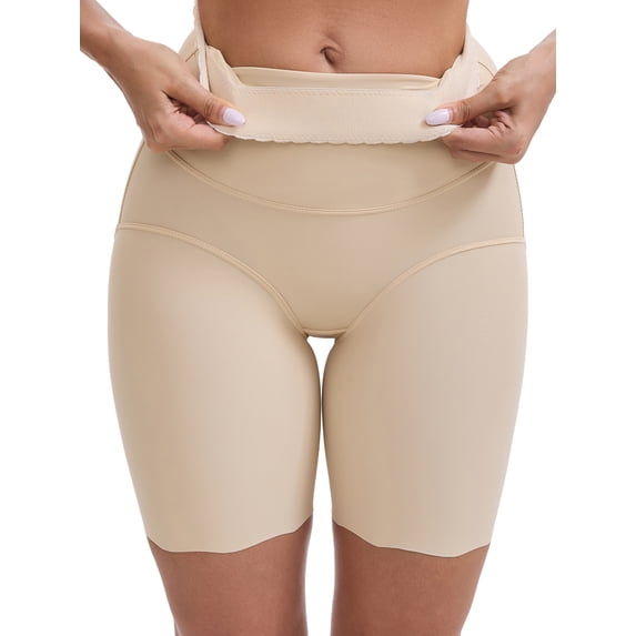 DARING DIVA Women's High Rise Tummy Control Ice Silk Seamless Boyshorts M Beige