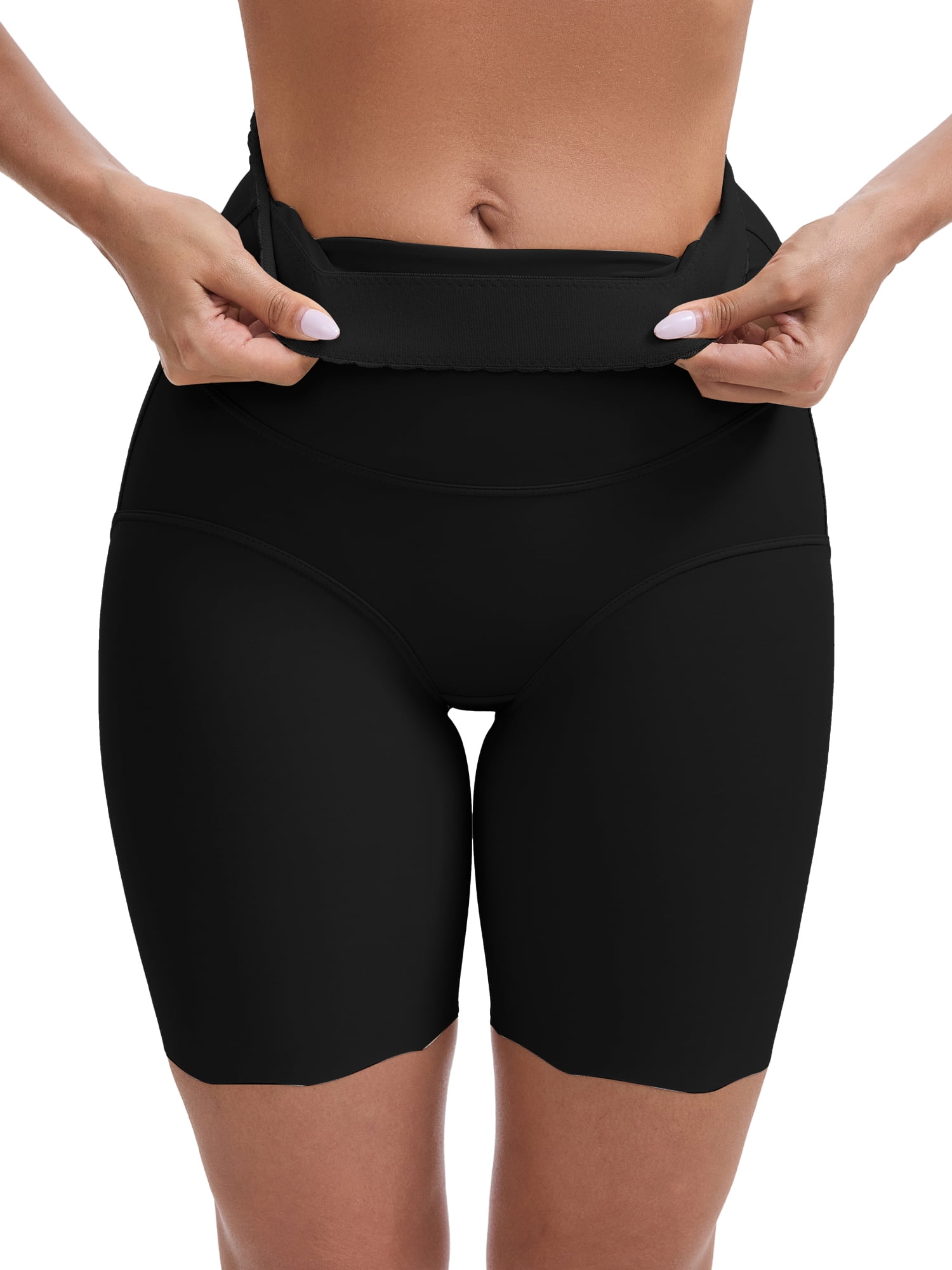 DARING DIVA Women's High Rise Tummy Control Ice Silk Seamless Boyshorts XL Black