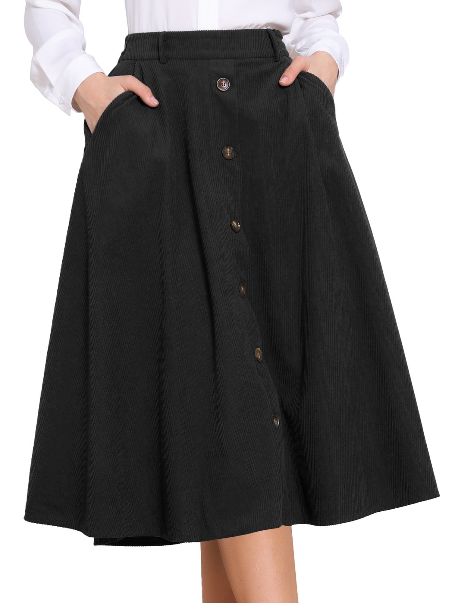 DARING DIVA Women's High Waist A Line Midi Casual Work Skirts with