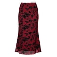 thumbnail image 1 of DARING DIVA Women's High Waist Bodycon Mesh Fishtail Midi Skirts Large Red, 1 of 6