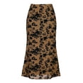 thumbnail image 1 of DARING DIVA Women's High Waist Bodycon Mesh Fishtail Midi Skirts XL Brown, 1 of 6