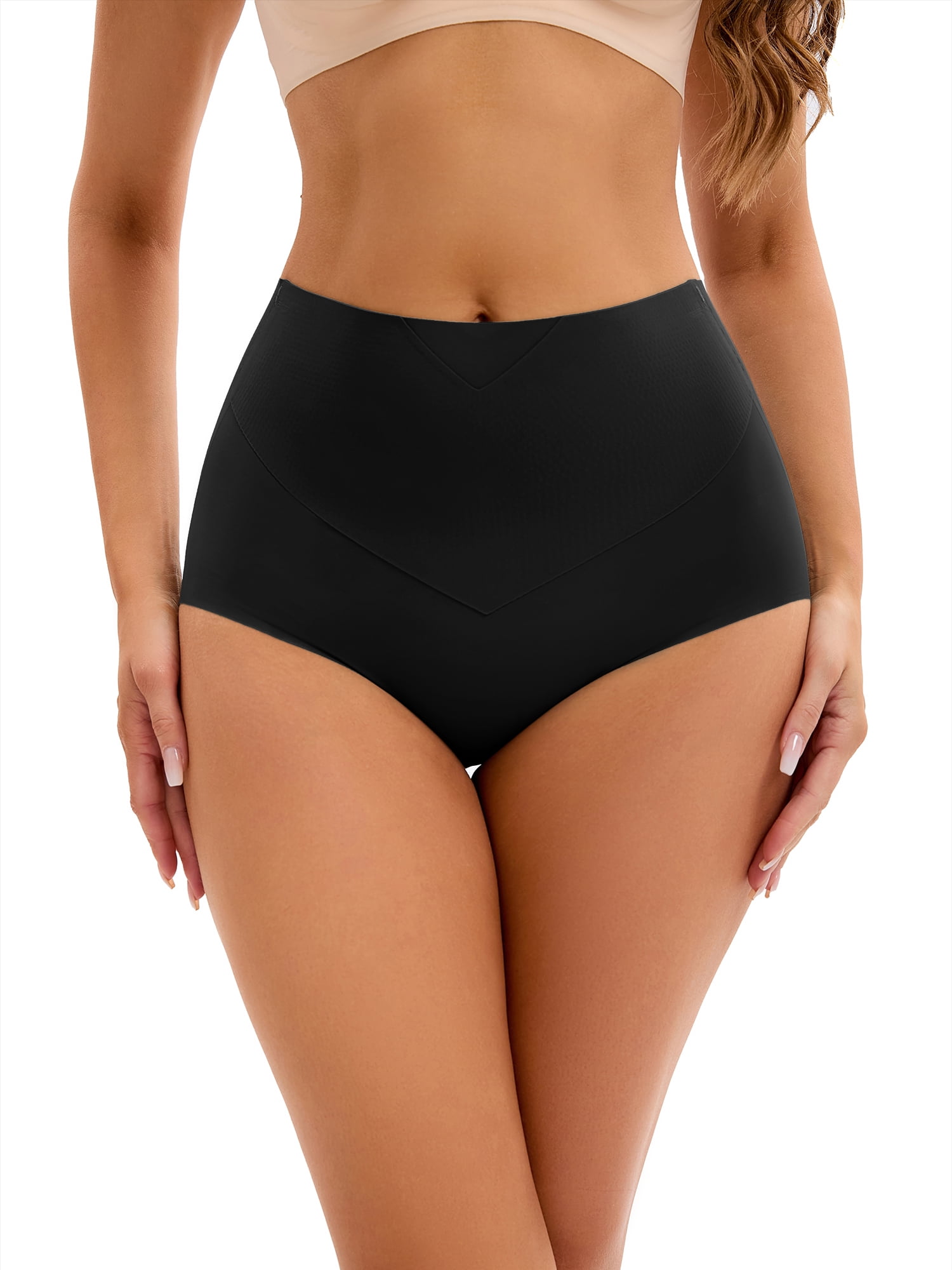DARING DIVA Women's High Waist Briefs Flatten Stomach Shapewear Panties XL Black