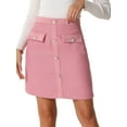 thumbnail image 1 of DARING DIVA Women's High Waist Button Decor Mini Skirt M Hot Pink, 1 of 6