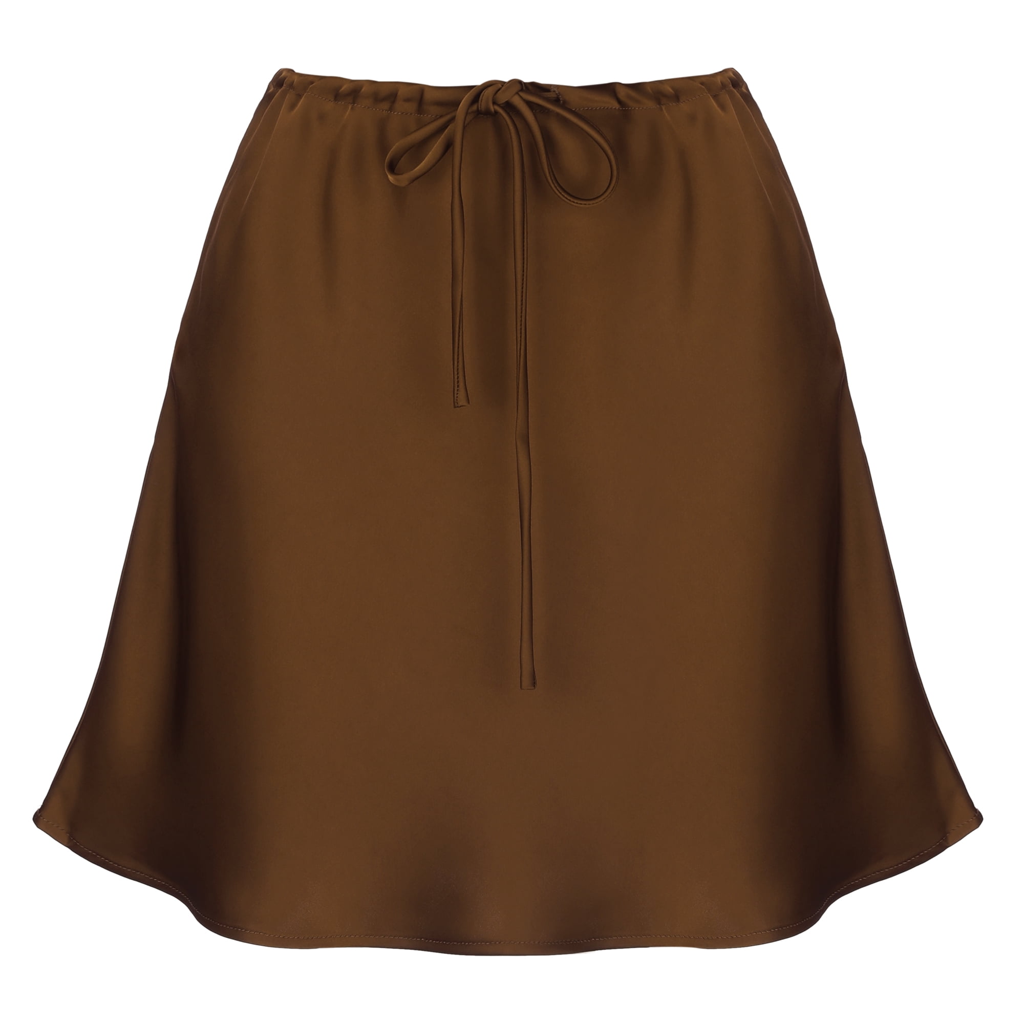 DARING DIVA Women's High Waist Casual A-Line Flared Skirts Medium Brown