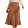 thumbnail image 1 of DARING DIVA Women's High Waist Fall Stretchy Fishtail Cable Knit Midi Skirts XS Camel, 1 of 6