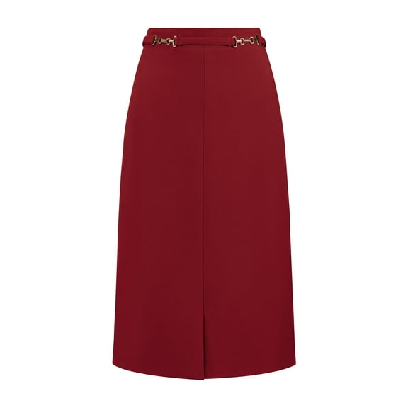 DARING DIVA Women's High Waist Formal Business Knee Length Pencil Skirts S Red