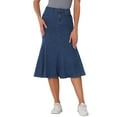 thumbnail image 1 of DARING DIVA Women's High Waisted A-Line Flared Midi Casual Denim Skirt XS Medium Blue, 1 of 6