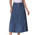 thumbnail image 1 of DARING DIVA Women's High Waisted A-Line Frayed Midi Skirt with Pockets XS Blue, 1 of 6
