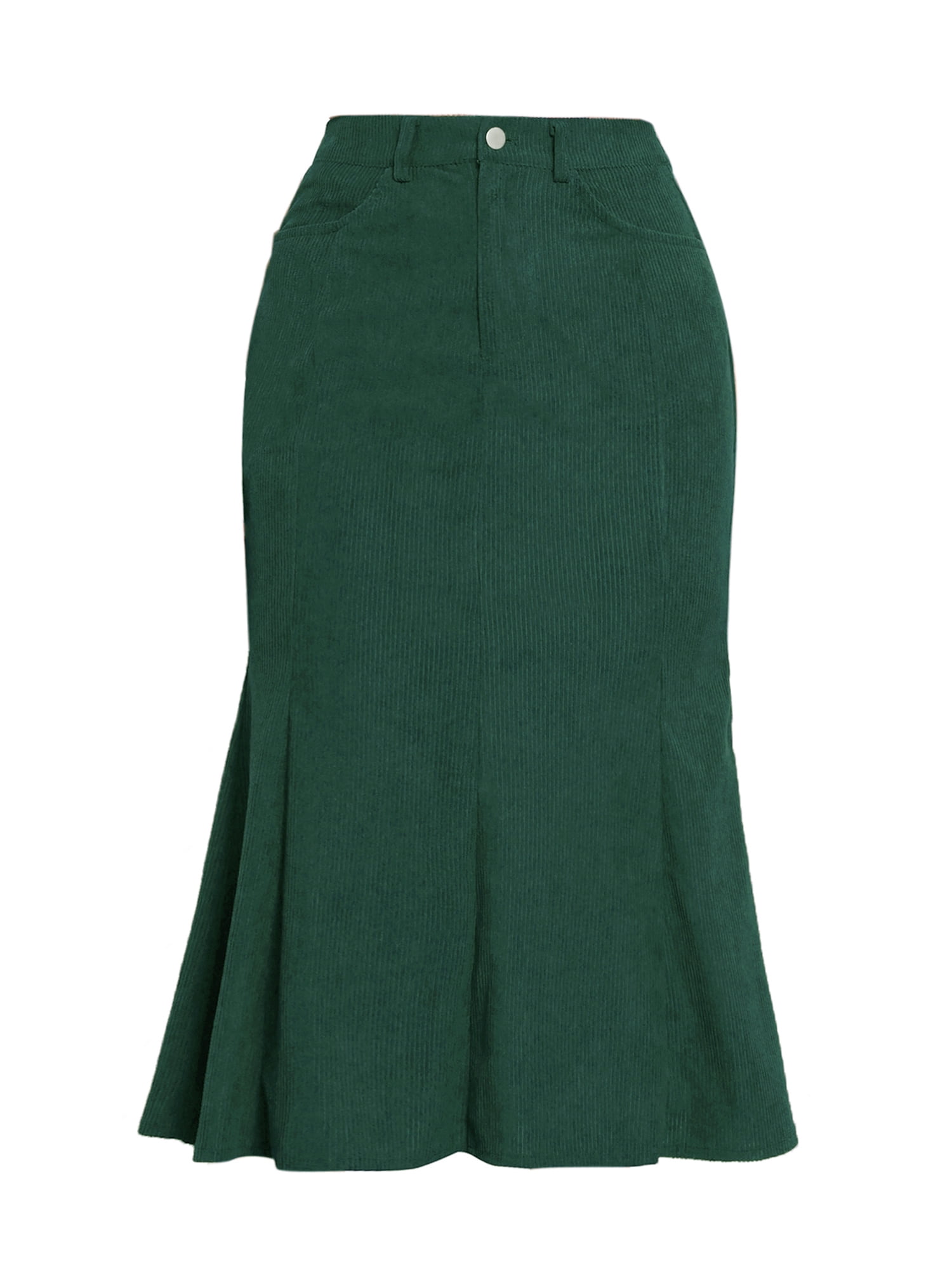 DARING DIVA Women's High Waisted Bodycon Mermaid Skirts S Dark Green