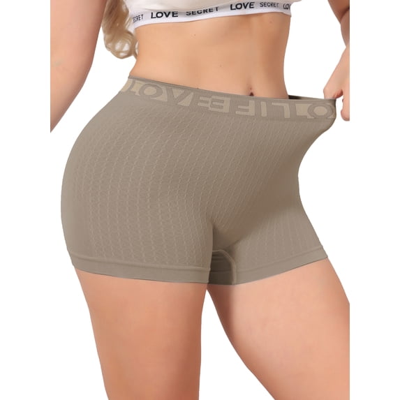 DARING DIVA Women's High Waisted Boyshorts Ribbed Tummy Control Stretchy Panties XL Brown