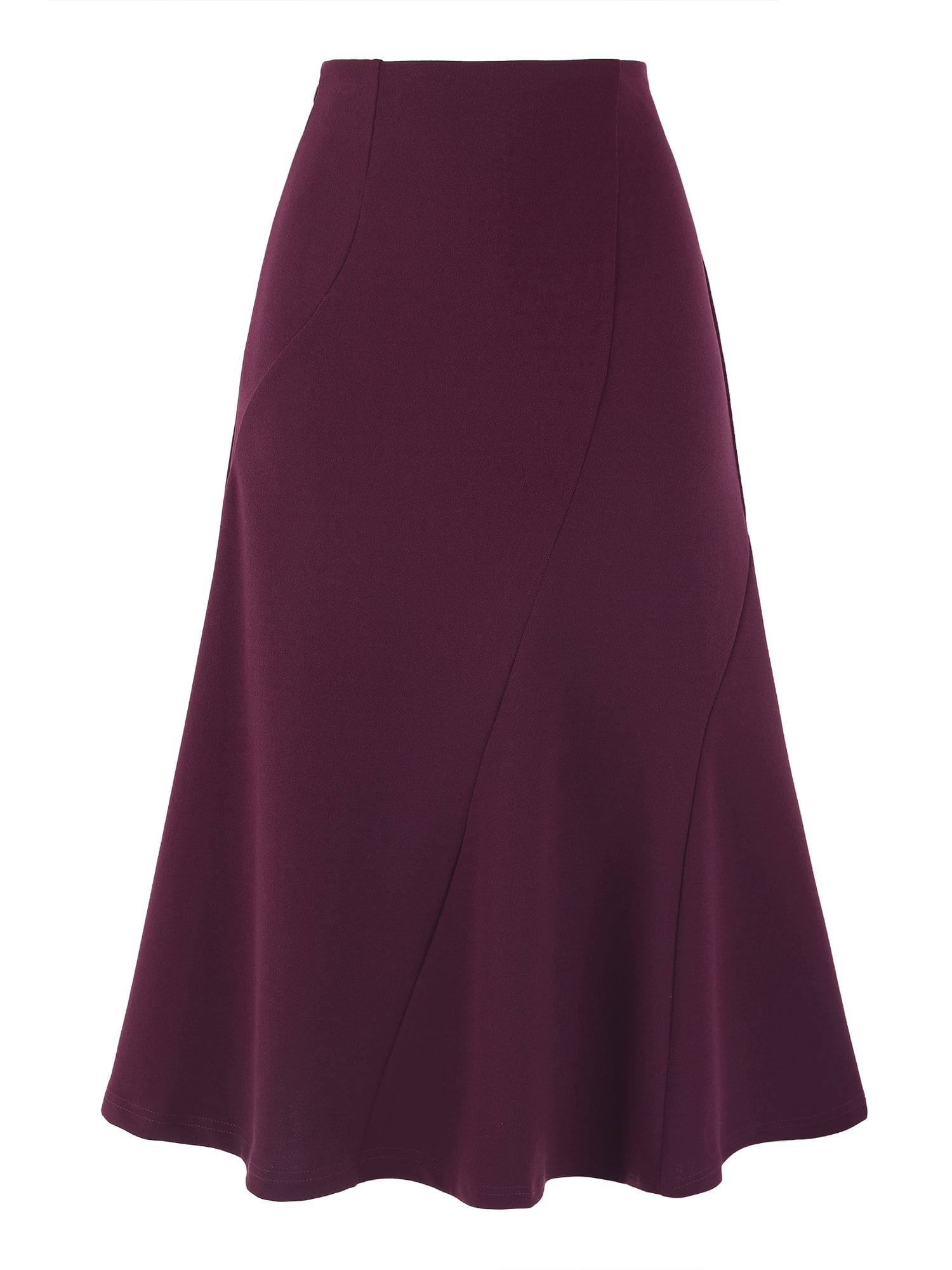 DARING DIVA Women's High Waisted Business Fishtail Midi Skirt S Dark Purple