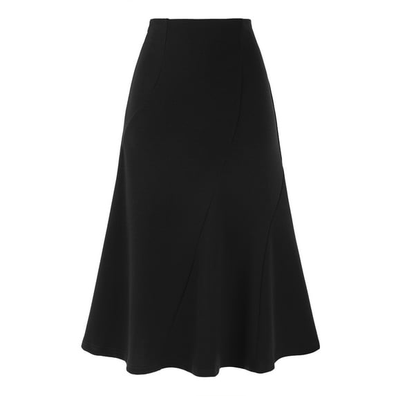 DARING DIVA Women's High Waisted Business Casual Fishtail Midi Skirt XS Black