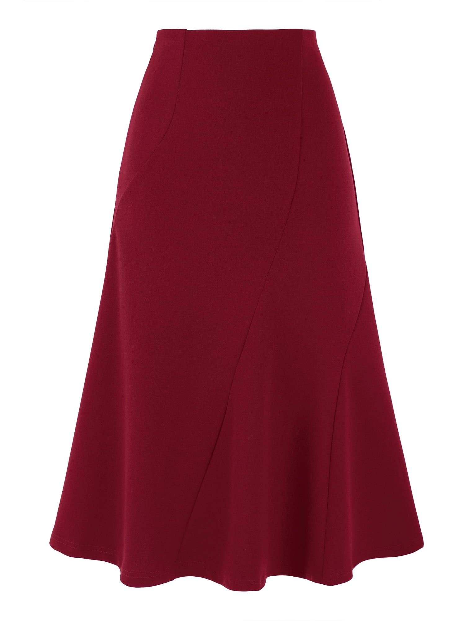 DARING DIVA Women's High Waisted Business Fishtail Midi Skirt Large Red
