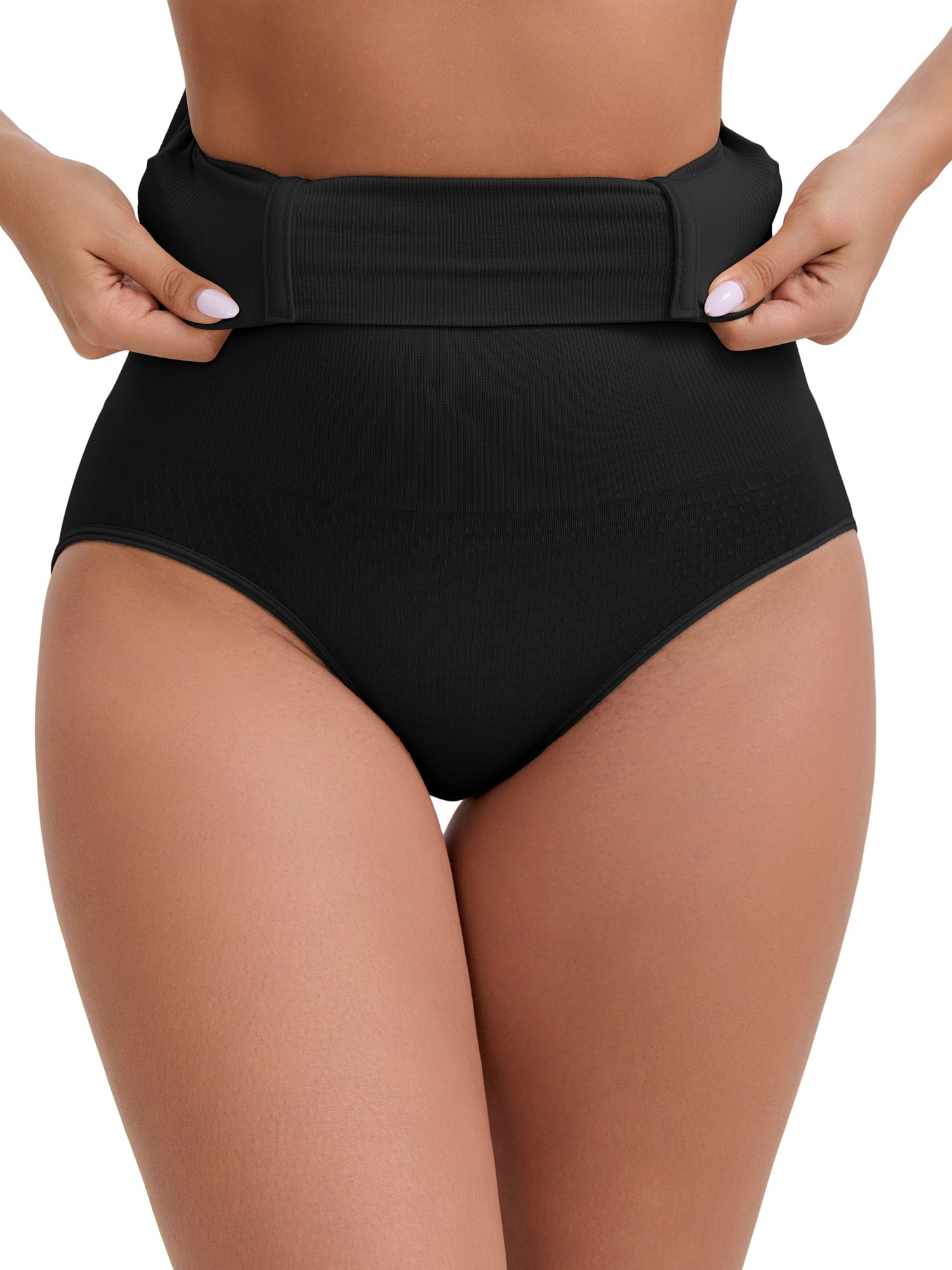 DARING DIVA Women's High-Waisted Butt Lifting Briefs Postpartum Tummy Control M Black