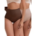 thumbnail image 1 of DARING DIVA Women's High-Waisted Butt Lifting Underwear 2 Pack Set M Beige, Brown, 1 of 6