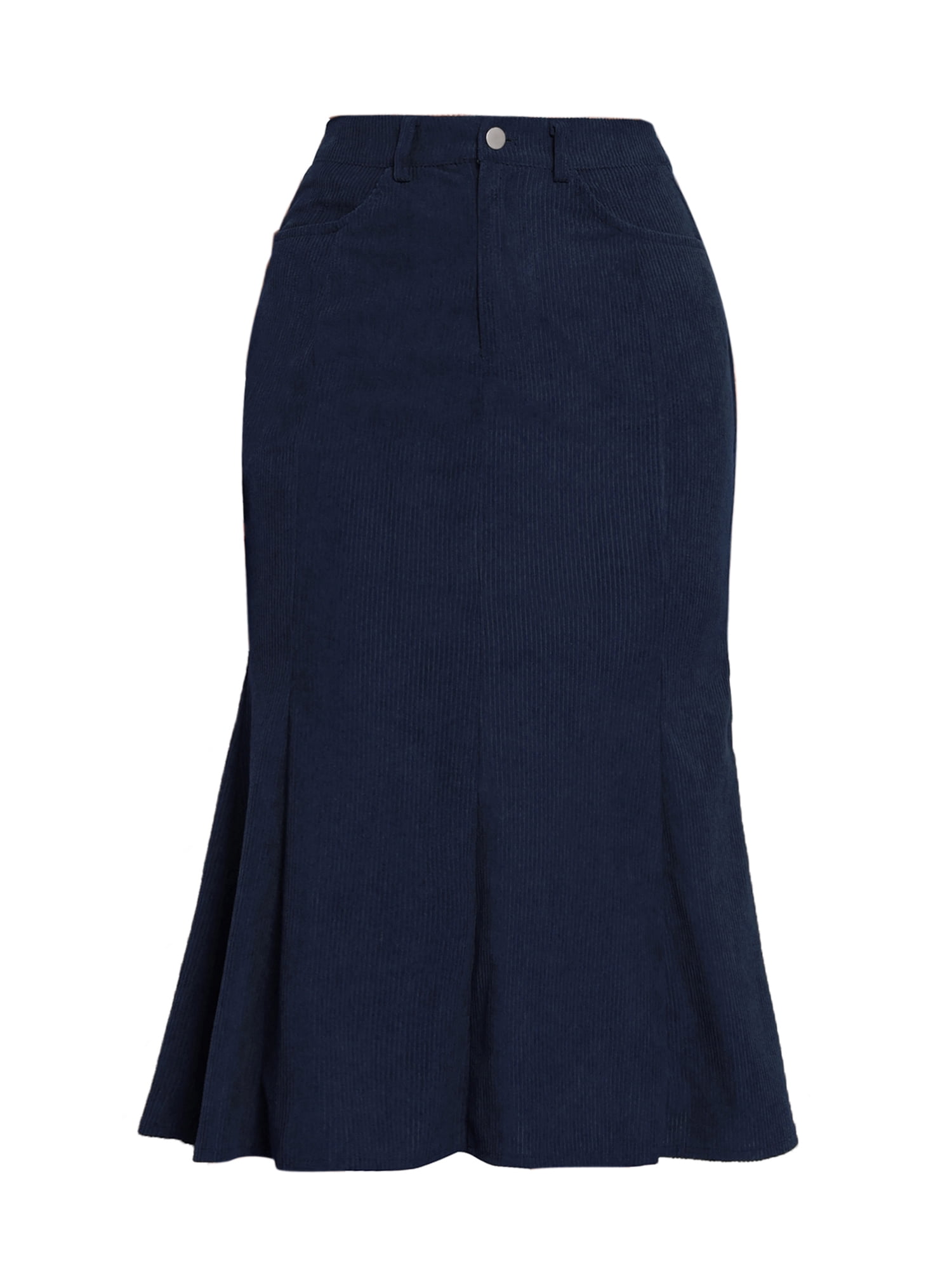 DARING DIVA Women's High Waisted Bodycon Mermaid Skirts L Dark Blue
