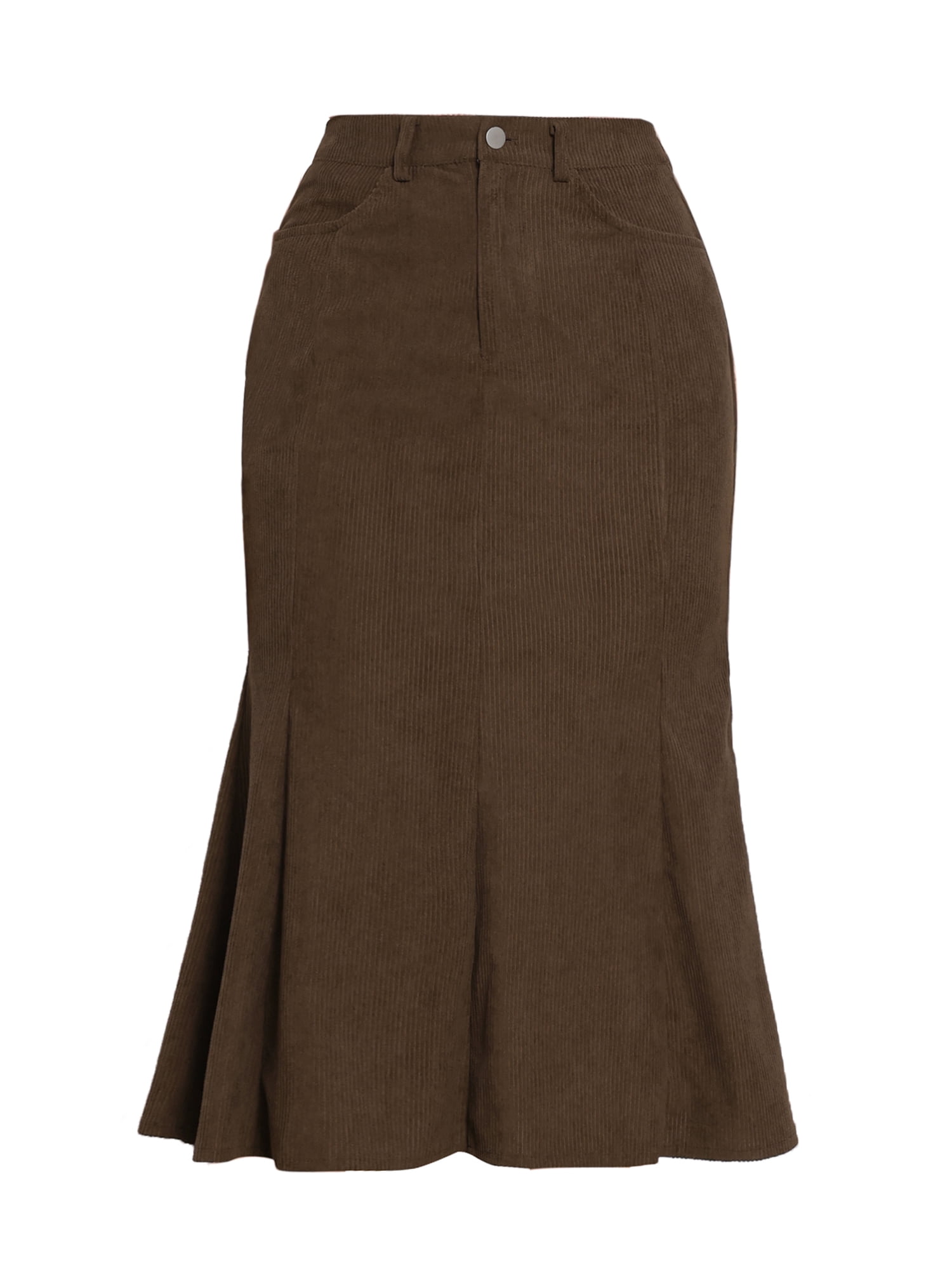 DARING DIVA Women's High Waisted Bodycon Mermaid Skirts S Brown