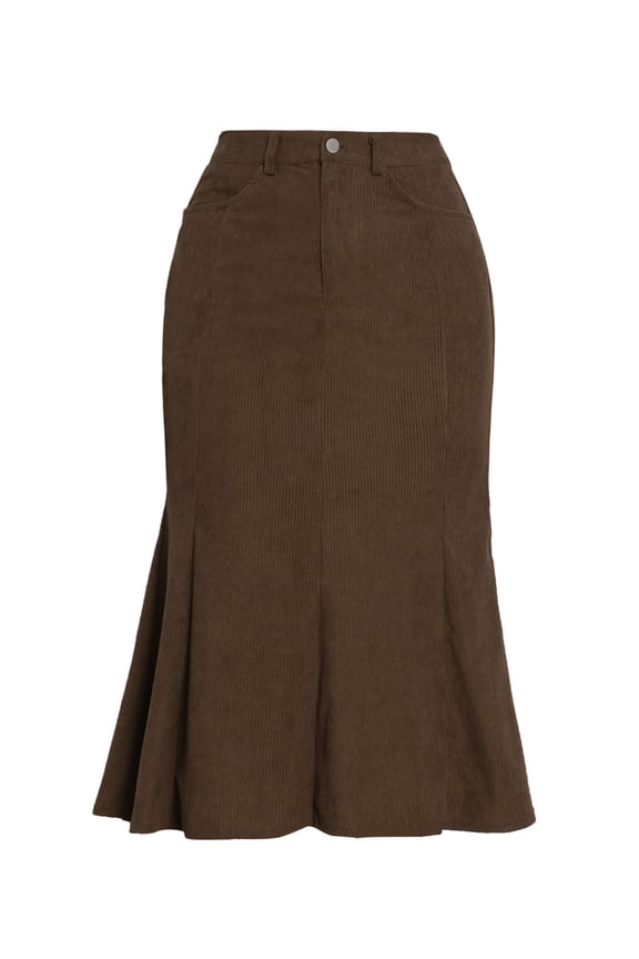 Women's High Waisted Casual Work Bodycon Mermaid Skirts S Brown