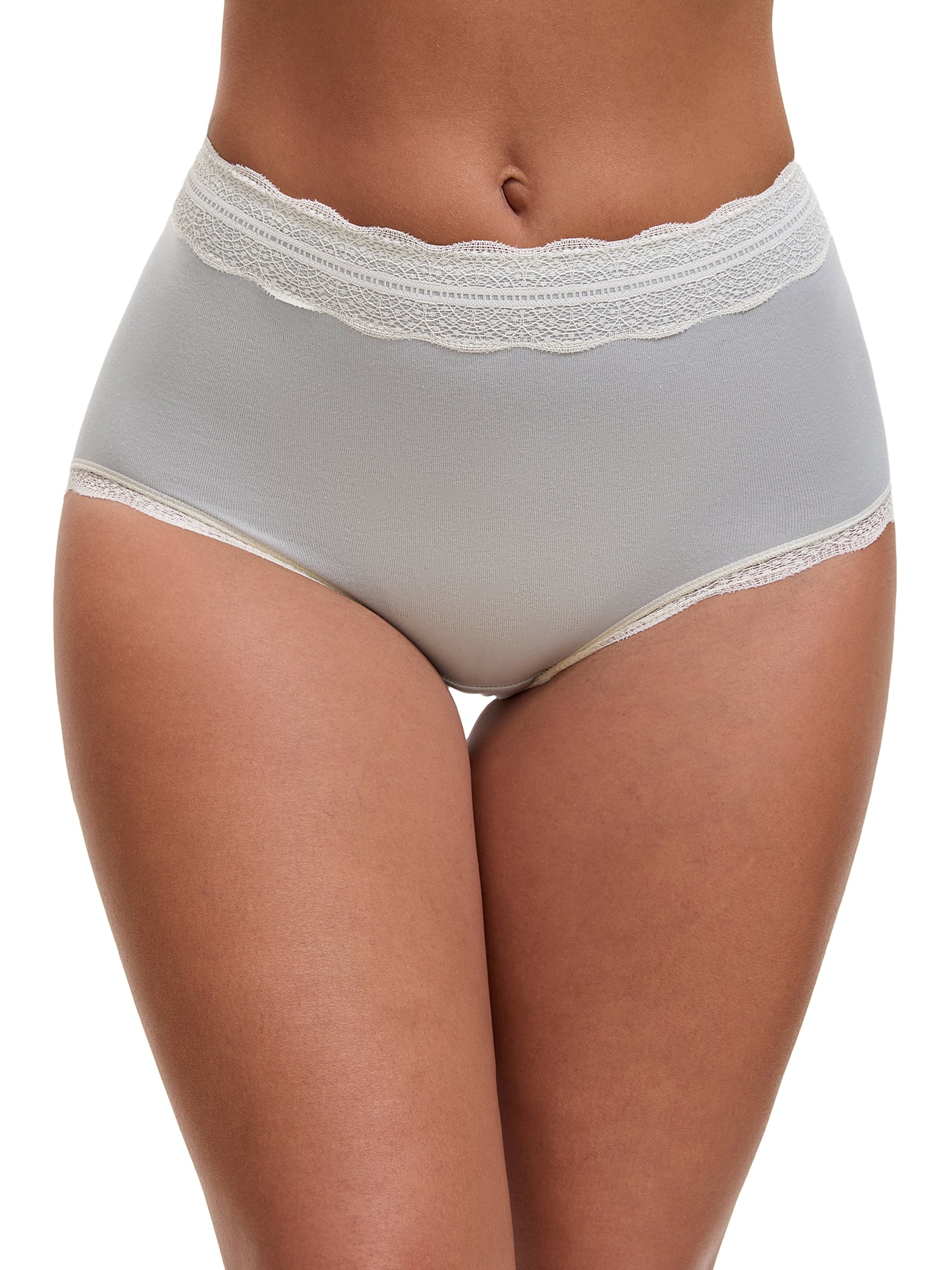 DARING DIVA Women's High Waisted Lace Trim Briefs Full Coverage Panties XL Green