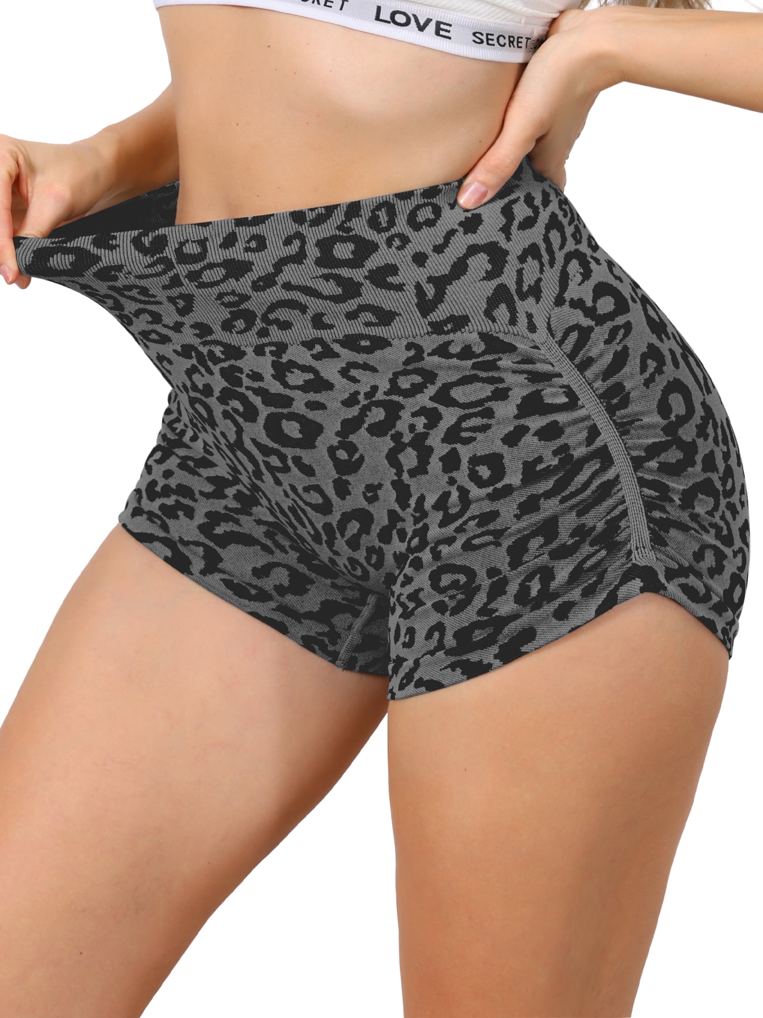 DARING DIVA Women's High Waisted Leopard Boxer Briefs Shapewear XL Balck Grey