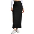 thumbnail image 1 of DARING DIVA Women's High Waisted Long Skirt Slit Bodycon Knit Pencil Skirt XS Black, 1 of 6