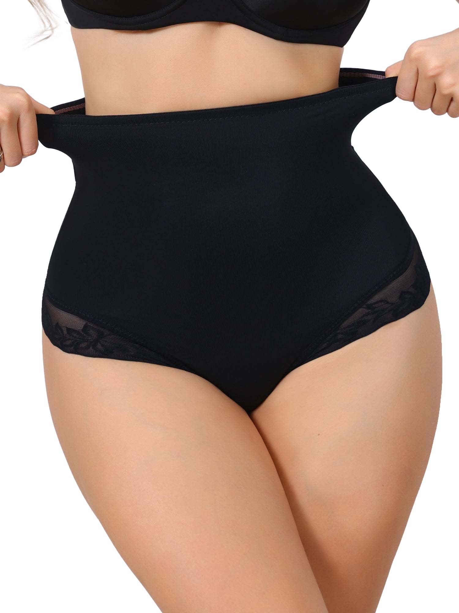 DARING DIVA Women's High Waisted Shapewear Thong for Tummy Control XL Black