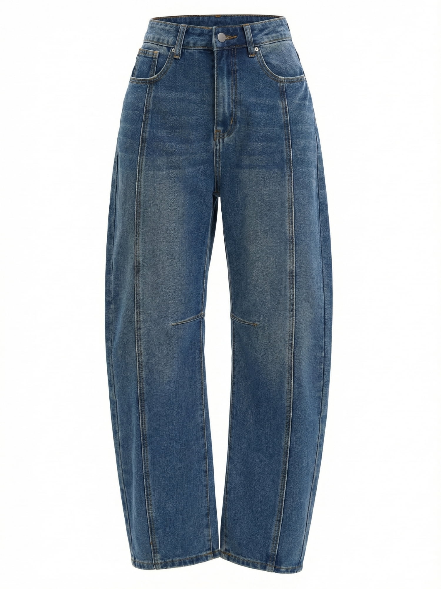 DARING DIVA Women's High Waisted Trendy Wide Leg Baggy Denim Pants XL Vintage Blue