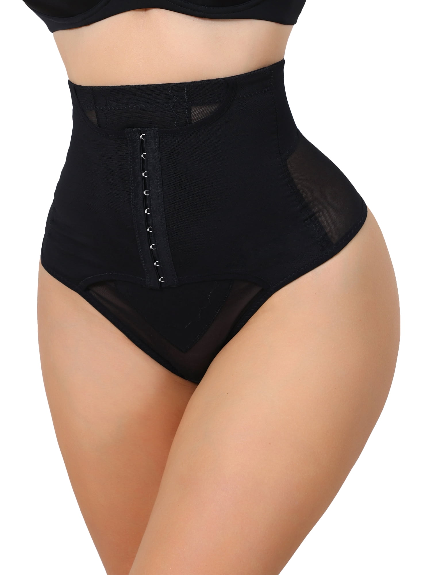 DARING DIVA Women's High Waisted Tummy Control Bodyshaper Panties Thong 3X-Large Black