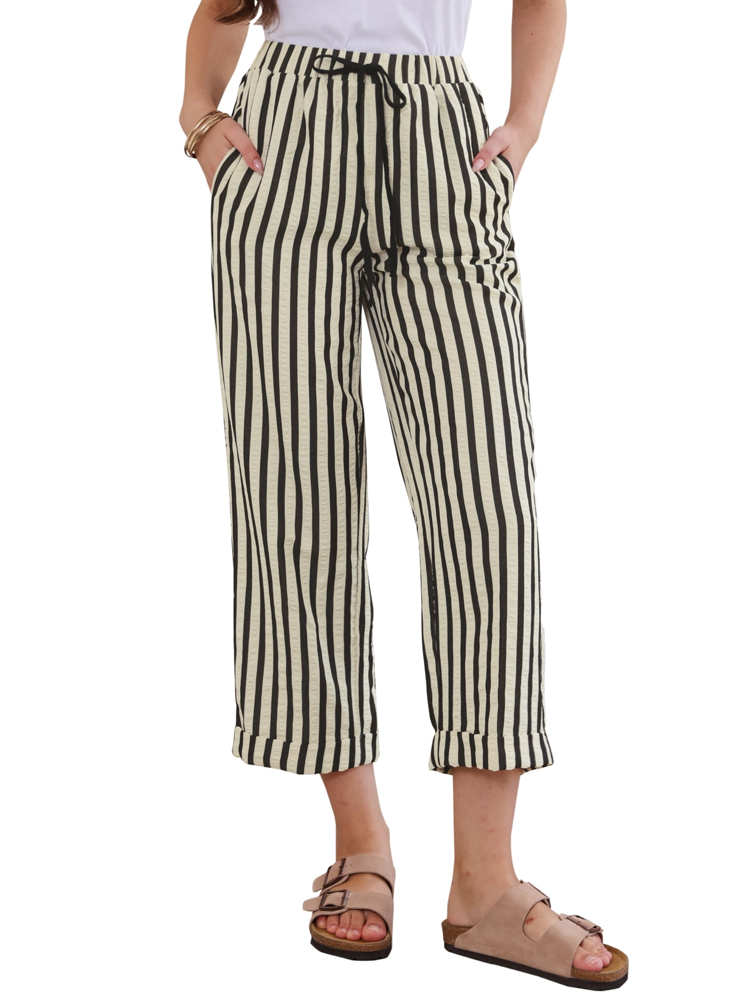 DARING DIVA Women's High Waisted Wide Leg Casual Pants Small Black