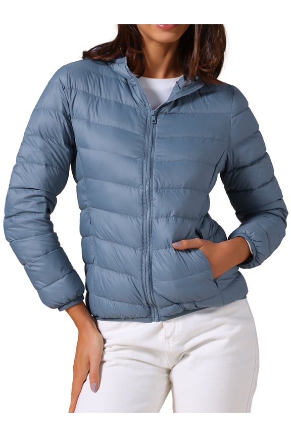 Women's Hooded Packable Puffer Jacket 3XL Blue