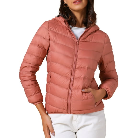 DARING DIVA Women's Hooded Packable Puffer Jacket 3XL Grey Pink