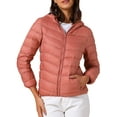 thumbnail image 1 of DARING DIVA Women's Hooded Packable Puffer Jacket L Grey Pink, 1 of 6