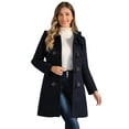 thumbnail image 1 of DARING DIVA Women's Hooded Toggle Button Up Duffle Coat Winter Outwear Dark Blue XS, 1 of 6