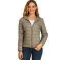 thumbnail image 1 of DARING DIVA Women's Hooded Zip Up Short Down Lightweight Jacket L Khaki, 1 of 6